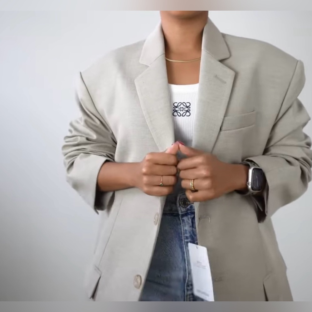 The Frankie Shop TANSY OVERSIZED BLAZER - BEIGE